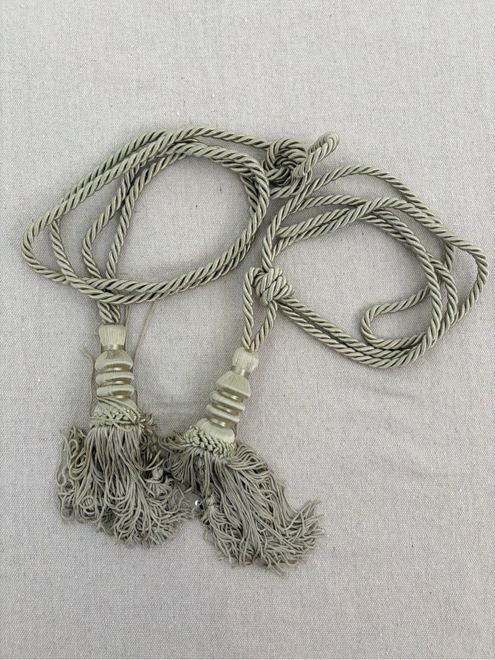 Olive Green Rope Curtain Tie-Backs with Tassels, Pack of 2 (Pair) for Curtains